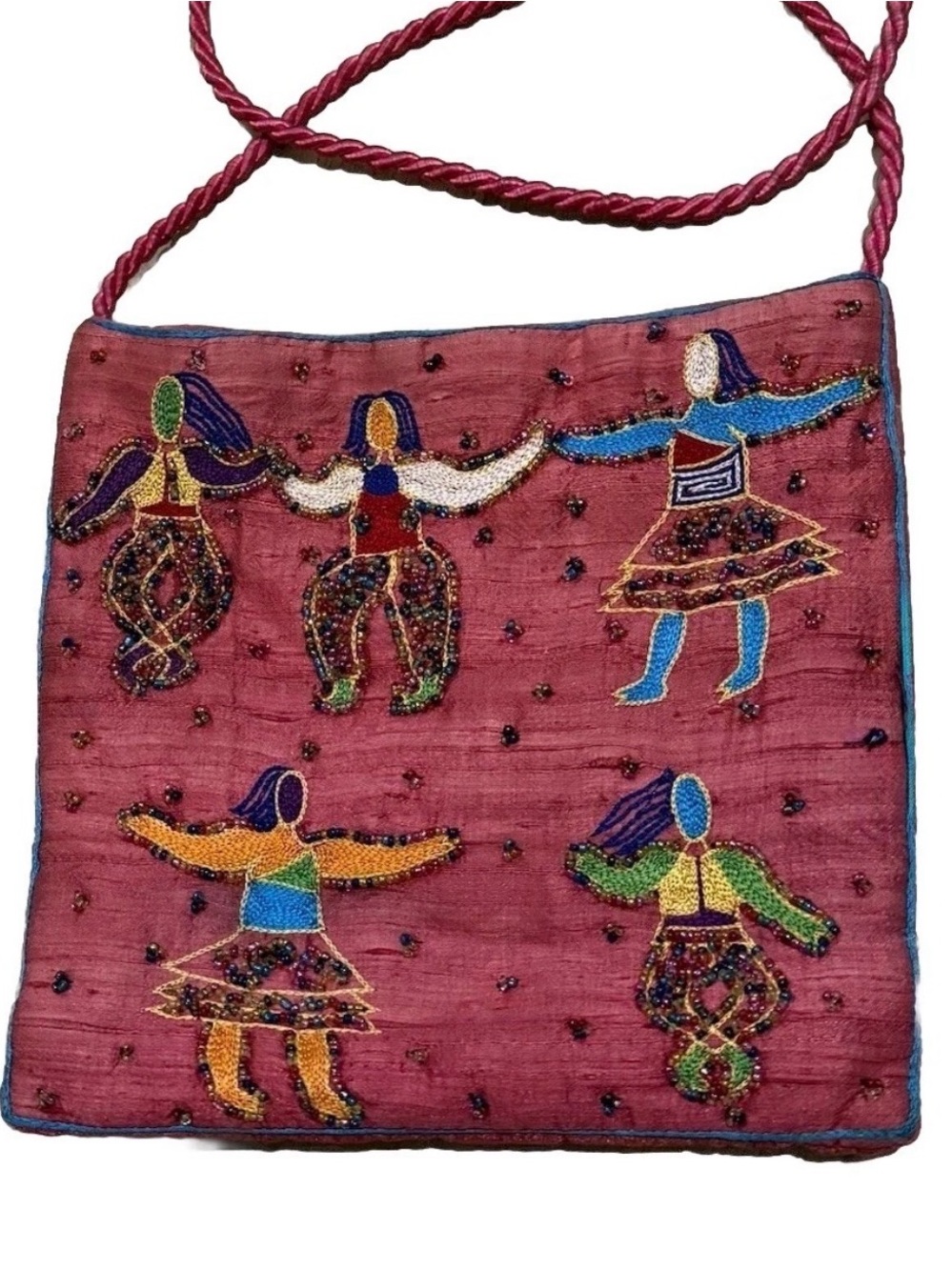 Handmade Ethnic Boho Embroidered Beaded Silk Shoulder Bag